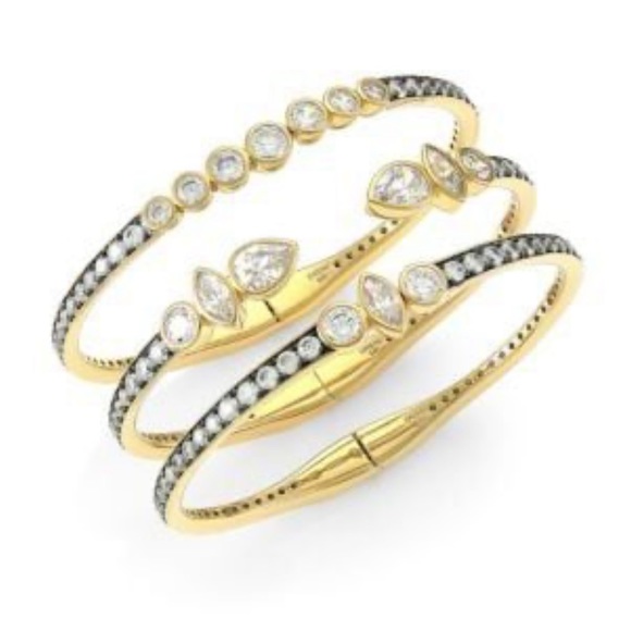 Adriana Orsini Two-tone & Mixed Cubic Zirconia 3 Tier Hinged Bracelet.